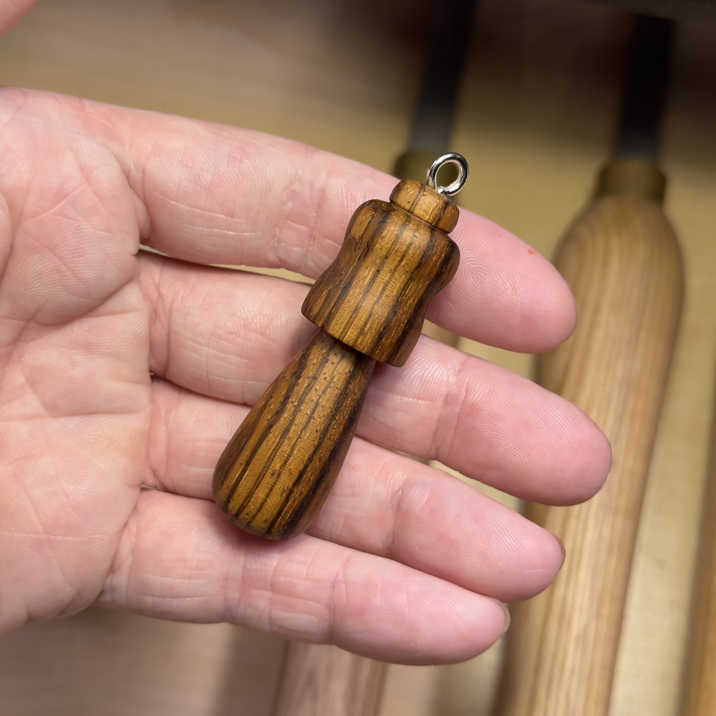 Zebrawood Mushroom Pendant